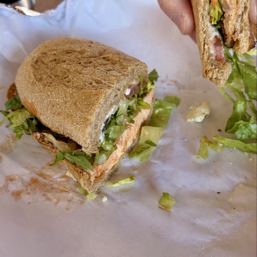 Buffalo chicken on French wheat bread Buffalo chicken on French wheat bread
