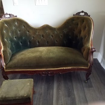 Foster's Upholstery - Victorian love seat and stool. - Furniture Reupholstery Near Me - Wilmington, North Carolina Foster's Upholstery - Victorian love seat and stool. - Furniture Reupholstery Near Me - Wilmington, North Carolina