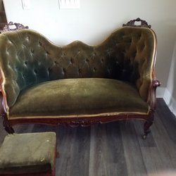 Foster's Upholstery - Victorian love seat and stool.