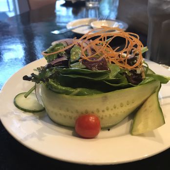Sushi Hai - house salad. cool cucumber "wall" around the salad - Sushi Bars Near Me - Denver, Colorado