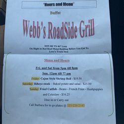 Webb’s Roadside Grill - Full menu