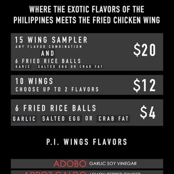 PI Wings - Menu. - Chicken Wings Near Me