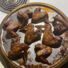 Smoked wings( brought them home and heated them up a few hours later) still were as if they came right off the smoker