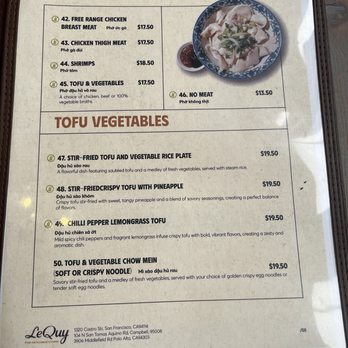 LeQuy Restaurant - Menu  part 8 as of 07/27/2025 - Vietnamese Near Me - San Francisco, California