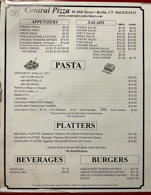 Menu photo 2 Central Pizza Berlin, CT