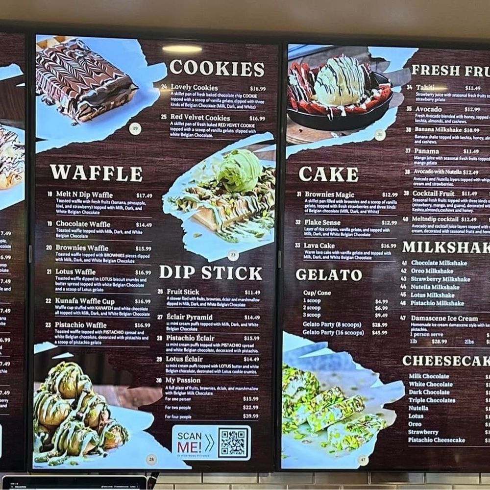 Melt n Dip - a menu for a restaurant - Ice Cream & Frozen Yogurt Near Me - Aurora, Illinois