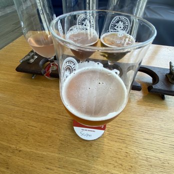 Ballast Point Brewing Long Beach - Flight, pink one was blood orange sake - Breweries Near Me - Long Beach, California