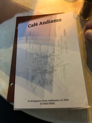 Menu photo 1 Cafe Andiamo Melbourne, VIC Menu photo 1 Cafe Andiamo Melbourne, VIC