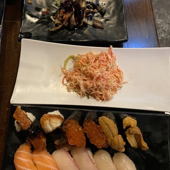 Rakuzen - Salmon Skin Salad, spicy kani salad, sushi a la carte: Eel, ikura, uni, salmon, Yellowtail, Scallop - Sushi Bars Near Me - Brooklyn, New York Rakuzen - Salmon Skin Salad, spicy kani salad, sushi a la carte: Eel, ikura, uni, salmon, Yellowtail, Scallop - Sushi Bars Near Me - Brooklyn, New York