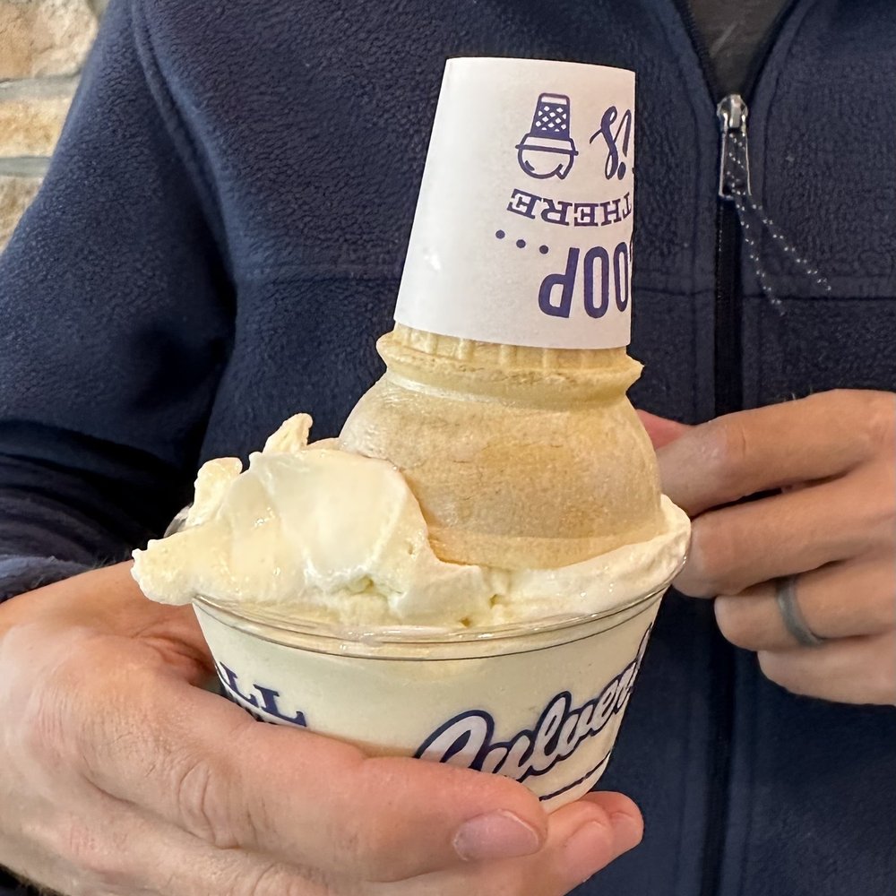 Double scoop vanilla on a cone