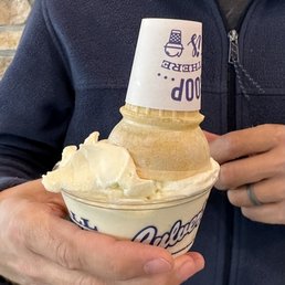 Double scoop vanilla on a cone