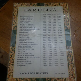 Bar Oliva - Carta. - Tapas/Small Plates Near Me - Seville, SE Bar Oliva - Carta. - Tapas/Small Plates Near Me - Seville, SE