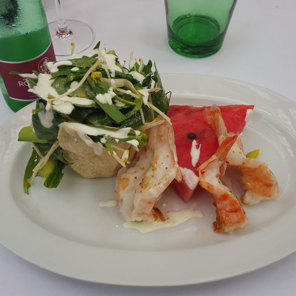 Grilled shrimp salad. If only there was more of it. Grilled shrimp salad. If only there was more of it.