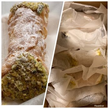 Mike's Pastry - Pistachio cannoli for now-they're best when eaten right away (we couldn't wait to get to the hotel) and 5 to-go to last us the week. - Bakeries Near Me - Boston, Massachusetts