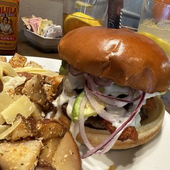 McAdoo's - Blue cheese burger with potatoes - Breakfast & Brunch Near Me - Elko, Nevada