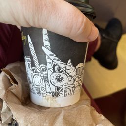 a hand holding a coffee cup