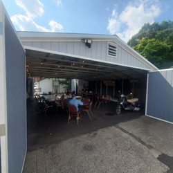 Johnny's Clam Shack - Covered seating area.