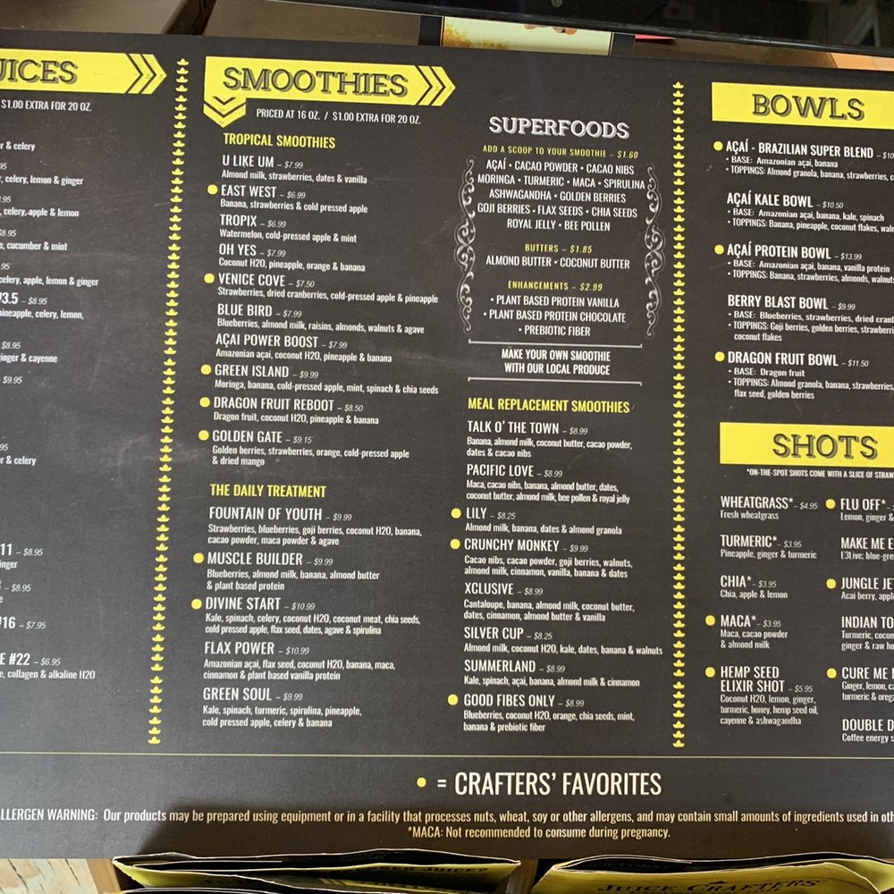 Juice Crafters - Menu - Juice Bars & Smoothies Near Me - Los Angeles, California Juice Crafters - Menu - Juice Bars & Smoothies Near Me - Los Angeles, California