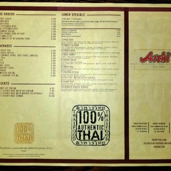 Archi's Thai Cafe - Menu - Thai Near Me - Las Vegas, Nevada Archi's Thai Cafe - Menu - Thai Near Me - Las Vegas, Nevada