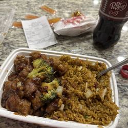 Happy Wok - Orange chicken and pork fried rice