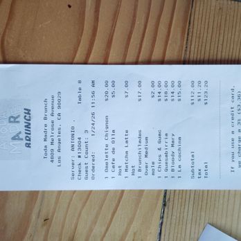 A Toda Madre Brunch - Receipt - Breakfast & Brunch Near Me - Los Angeles, California A Toda Madre Brunch - Receipt - Breakfast & Brunch Near Me - Los Angeles, California
