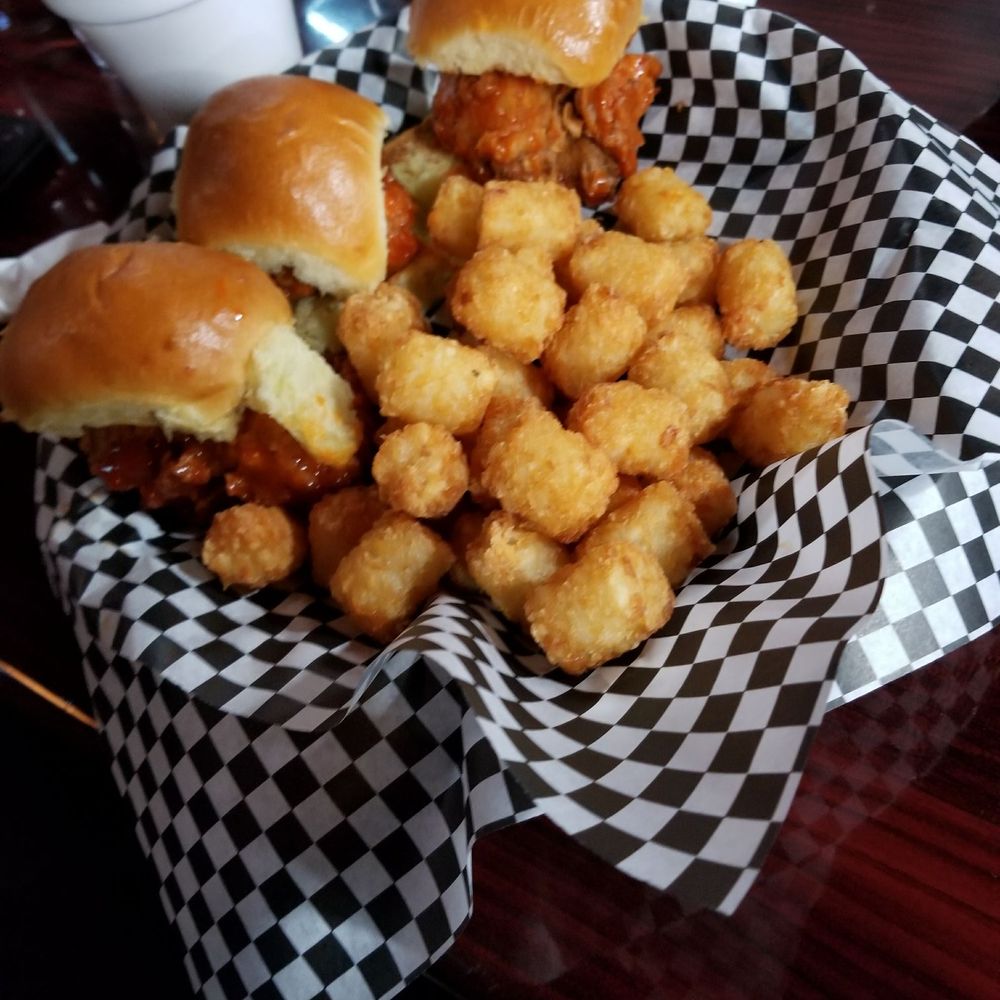 On The Dunes - Buffalo chicken sliders with tater tots. Very yummy! - Sports Bars Near Me - Commerce Township, Michigan On The Dunes - Buffalo chicken sliders with tater tots. Very yummy! - Sports Bars Near Me - Commerce Township, Michigan