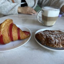 Boulangerie du Lac - Croissant and an almond/chocolate pastry with A latte.