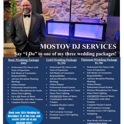 Mostov DJ Services - Special Offer: Book your 2024 wedding by December 31 of this year, and receive $100 off the price of any package!