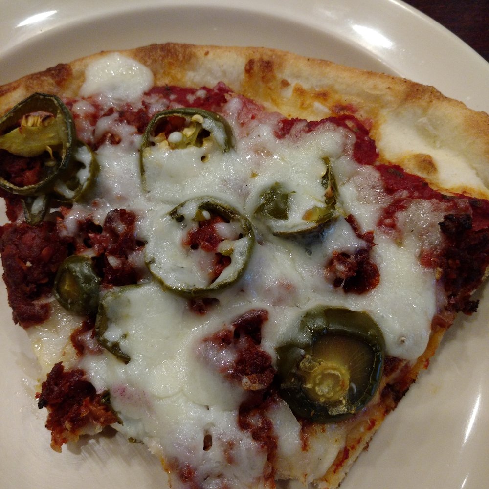Pizza On Tap - Chorizo and jalapeños slice of pizza is amazing. - Pizza Near Me - Vista, California Pizza On Tap - Chorizo and jalapeños slice of pizza is amazing. - Pizza Near Me - Vista, California