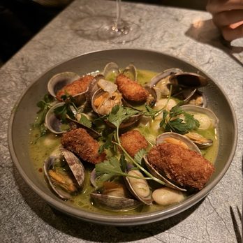 The Anchovy Bar - wine braised clams, crispy cod, butter bean-herb broth - Seafood Near Me - San Francisco, California The Anchovy Bar - wine braised clams, crispy cod, butter bean-herb broth - Seafood Near Me - San Francisco, California