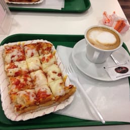 Margarita Sicilian pizza (best I've ever had) and cappuccino