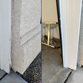 First Class Handyman - Garage door frame before and after - Handyman Near Me