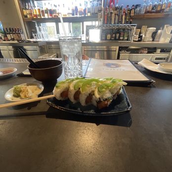 Amakara - Mango salmon roll [I added lemon and jalapeño] - Sushi Bars Near Me - Dublin, California