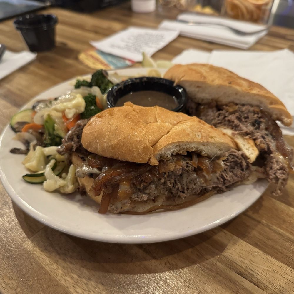 French dip with sautéed veggies