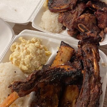 Matiki Island Barbecue - #1 Beef rib plate "Sam's plate" and #6 Kalbi and chicken plate - Hawaiian Near Me - Fullerton, California Matiki Island Barbecue - #1 Beef rib plate "Sam's plate" and #6 Kalbi and chicken plate - Hawaiian Near Me - Fullerton, California