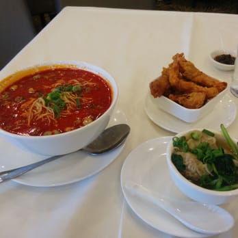 ChongQing Restaurant - Tan Tan noodles with pork chop and Wonton $10.95 - Chinese Near Me - Surrey, British Columbia