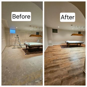 Churchfield's Renovation's - Drywall interior French drain with sump pump, painting and lifeproof flooring. - General Contractors Near Me Churchfield's Renovation's - Drywall interior French drain with sump pump, painting and lifeproof flooring. - General Contractors Near Me