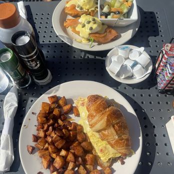 La Croisette - Salmon Benedict on a croissant & the Hangover Croissant - Breakfast & Brunch Near Me - St. Pete Beach, Florida La Croisette - Salmon Benedict on a croissant & the Hangover Croissant - Breakfast & Brunch Near Me - St. Pete Beach, Florida