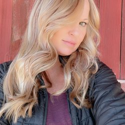 Revive Salon & Spa - Blonde lowlights and red lowlights .. I'm usually straight and simple ... she does a lovely wavy style with a flat iron .. I love it!!