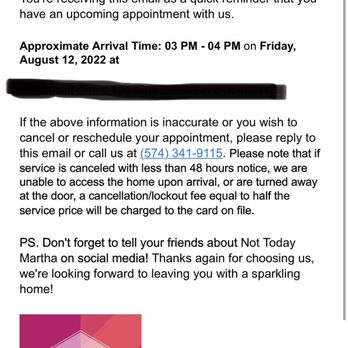 Not Today Martha - Proof that I was a client - Home Cleaning Near Me - Plymouth, Indiana Not Today Martha - Proof that I was a client - Home Cleaning Near Me - Plymouth, Indiana