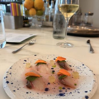 Bayonet - Dryed-aged shimi aji crudo with a California Albarino - Desserts Near Me - Birmingham, Alabama Bayonet - Dryed-aged shimi aji crudo with a California Albarino - Desserts Near Me - Birmingham, Alabama