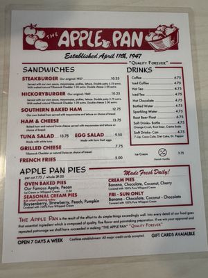 Menu photo 1 The Apple Pan Los Angeles, CA