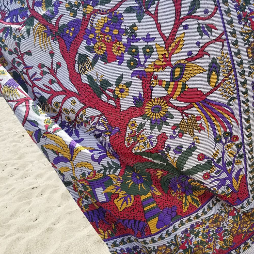 Very windy day, but this is one of the tapestries that was being sold!
