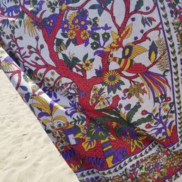 Very windy day, but this is one of the tapestries that was being sold! Very windy day, but this is one of the tapestries that was being sold!