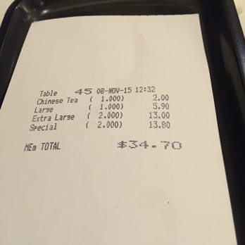 Marigold Restaurant - Bill for 1 person, 5 dishes total. - Dim Sum Near Me - Haymarket, NSW Marigold Restaurant - Bill for 1 person, 5 dishes total. - Dim Sum Near Me - Haymarket, NSW