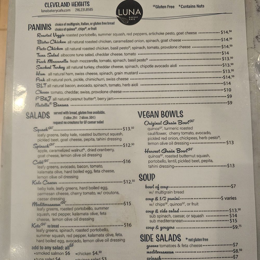 Luna Bakery Cafe - Menu - Cafes Near Me - Cleveland, Ohio Luna Bakery Cafe - Menu - Cafes Near Me - Cleveland, Ohio