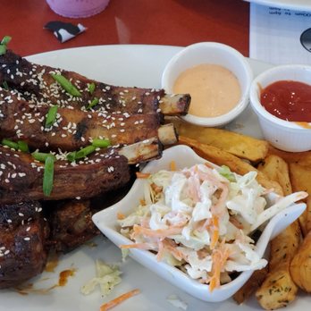 Chulla's Cafe - The Half rack of Afro ribs w/ house coleslaw and fries - Breakfast & Brunch Near Me - Rocklin, California