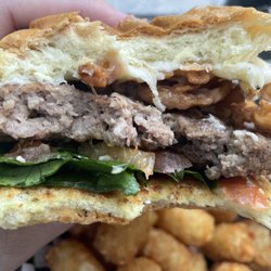 Michele's Charcoal Pit - 1/3 pound patty with cheese, tomatoes, lettuce, and fried onions