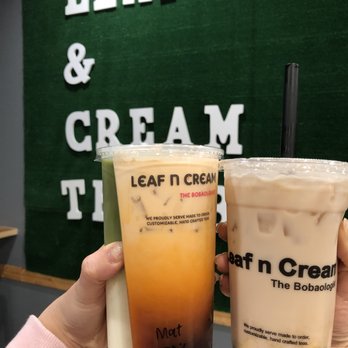Leaf N Cream - Split cup of matcha and thai tea, and whatever the other one is, lol - Bubble Tea Near Me - Tustin, California Leaf N Cream - Split cup of matcha and thai tea, and whatever the other one is, lol - Bubble Tea Near Me - Tustin, California