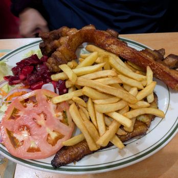 Pollos Mario 83 - Chiccaron, steak and fries with beet salad. Very delicious as well. - Seafood Near Me - Jackson Heights, New York Pollos Mario 83 - Chiccaron, steak and fries with beet salad. Very delicious as well. - Seafood Near Me - Jackson Heights, New York